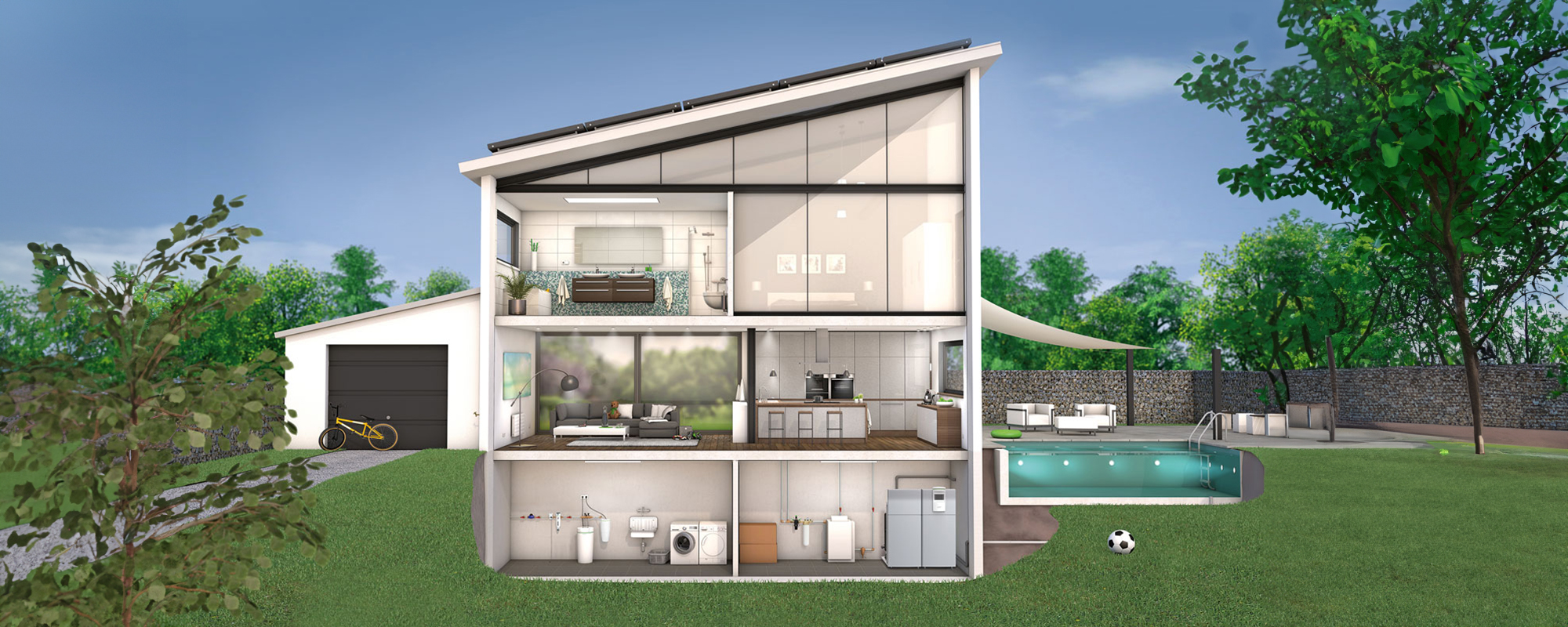 Cross section of Gruenbeck house